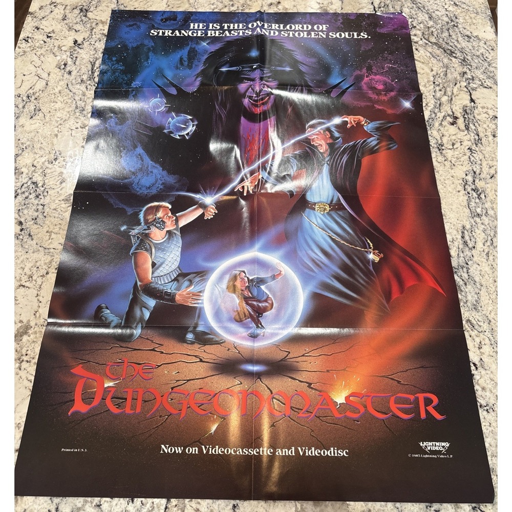 VTG The Dungeonmaster 80s 24x36 Movie Poster Cult Horror demons Art Richard Moll